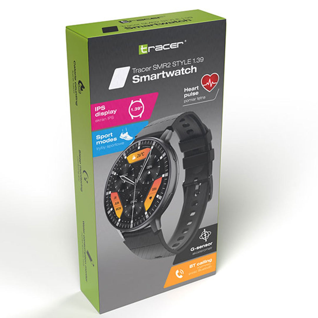 Умен часовник Tracer, Bluetooth 5.2BLE, IP67, 1,39 инча IPS, SMR2 STYLE