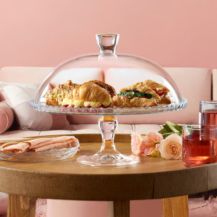 Стъклена поставка за торта Pasabahce с основа и купол, 32 см, Patisserie