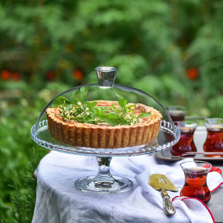 Стъклена поставка за торта Pasabahce с основа и купол, 32 см, Patisserie